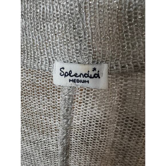 Splendid Silver Metallic Open Knit Cardigan - M - Picture 3 of 5
